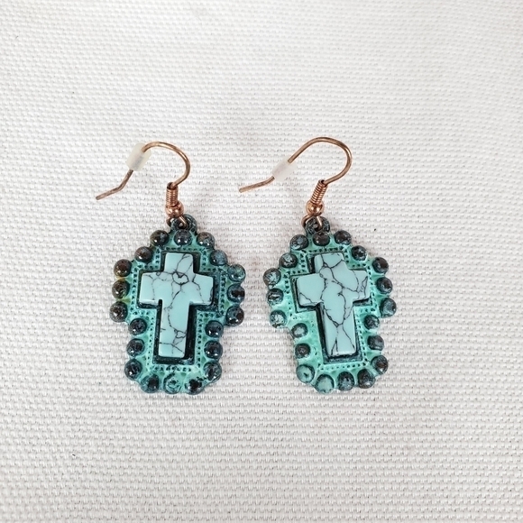 Turquoise Cross earings - Picture 3 of 4